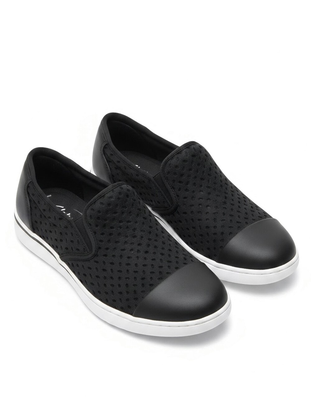 Women's Clarks Black Slip-On Perforated Clarks Casual Sneakers